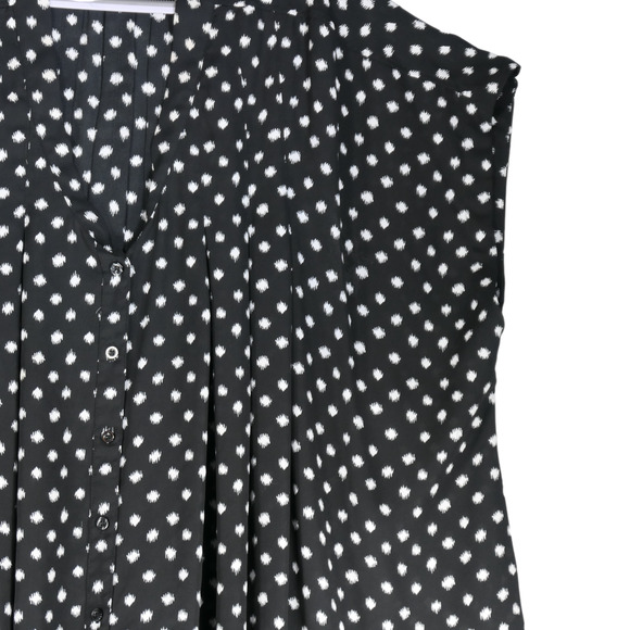 Roamans Blouse Womens Size 32W Button Front Black White Sheer Bow - Picture 5 of 10